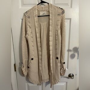 Angel Of The North Cream Open-Knit Cardigan